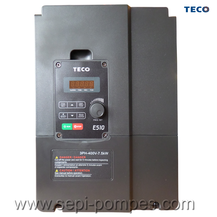 Variateur de Vitesse Electronique TECO IP20 7.5KW 3x400V 17.5A Type:E510.410.H3F